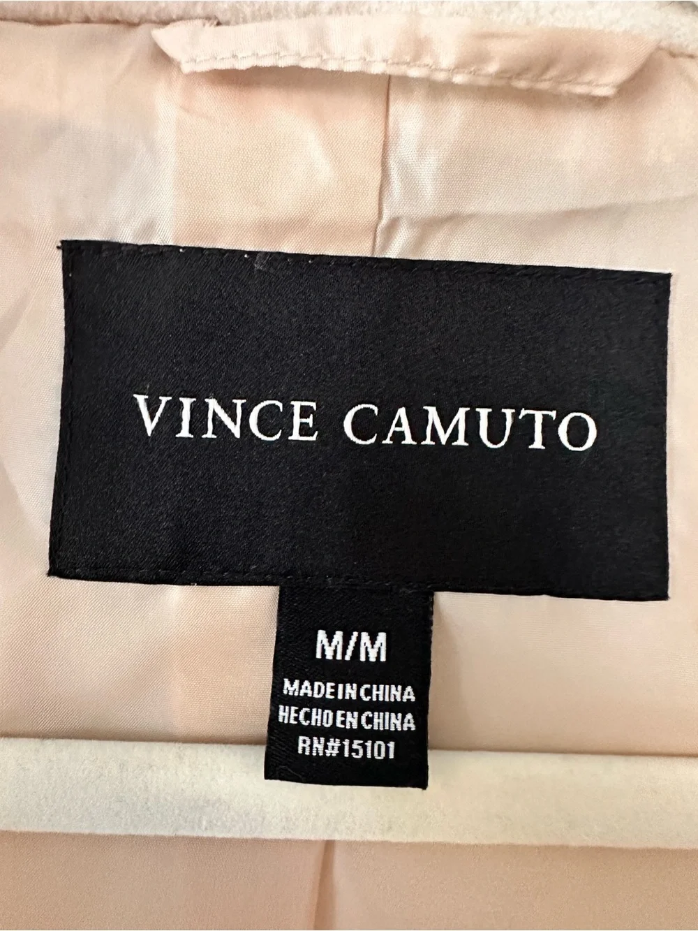 Vince Camuto Cream/Oatmeal Funnel Neck Zip Front Coat Jacket Medium